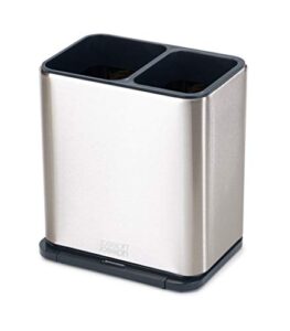 joseph joseph 85161 utensil holder with removable spoon surface kitchen accessory, one-size, stainless steel/dark gray