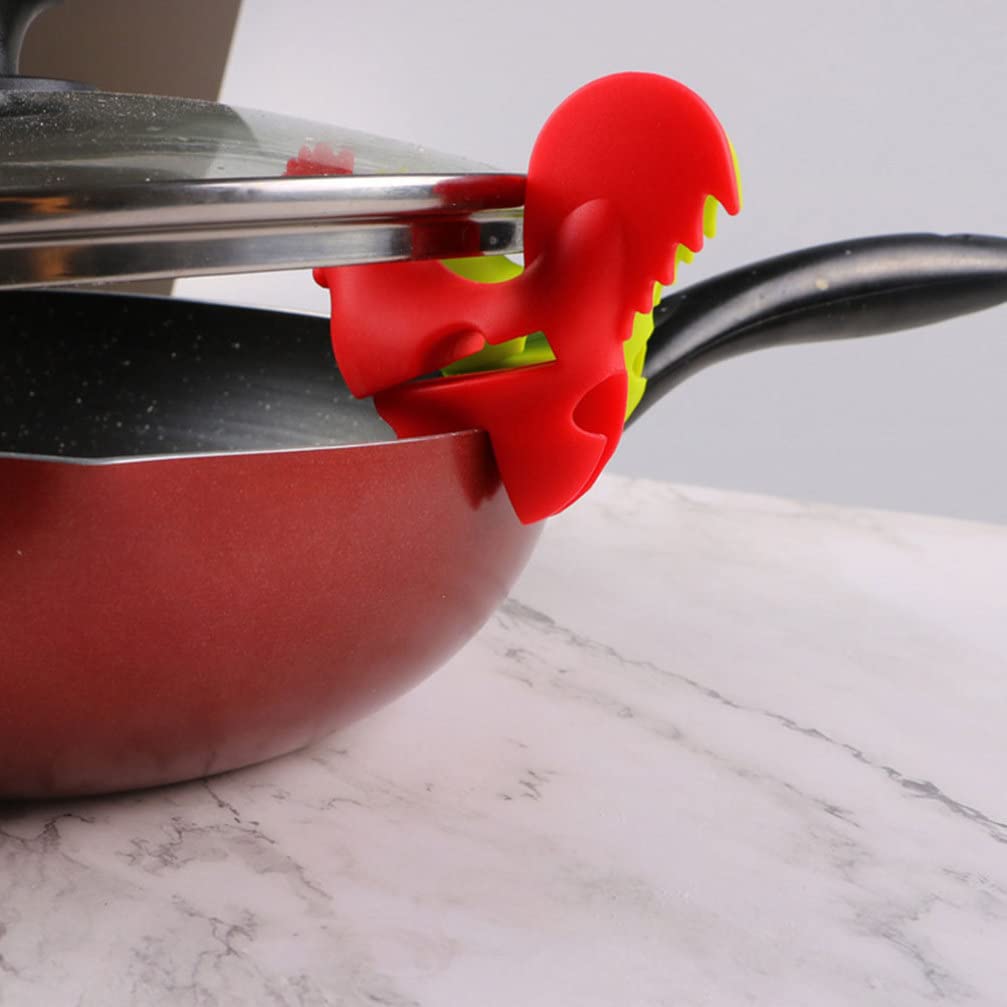 Spoon Rest Rooster Pot Clip: 2pcs Silicone Pot Clip Spoon Rest Cooking Utensil Holder Pot Side Clip Spoon Holder for Pot Lid Holders