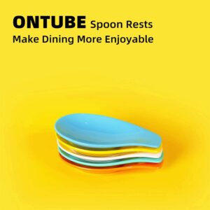 ONTUBE Ceramic Spoon Rests for Buffet Table Set of 5, Porcelain Sauce Dish Resting Cooking Spoons Holder for Home and Kitchen, 6.5 Inch MixColor
