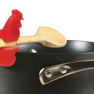 Fox Run 6283 Rooster Pot Clip/Spoon Holder, 1 x 2.75 x 2.75 inches, Red