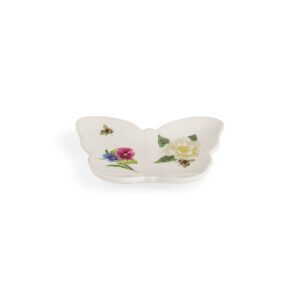 portmeirion botanic garden bouquet teabag tidy | 4.25 inch butterfly shaped teabag holder and spoon rest for kitchen counter and stove top | made of dolomite