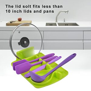 TATBOOMU Silicone Spoon Rest 3 in 1 Larger Size Silicone Spoon Holder for Stove Top,Upgraded Utensil Rest with Drip Pad for Multiple Utensils,Pot lid holder,Easy to Clean (Green)