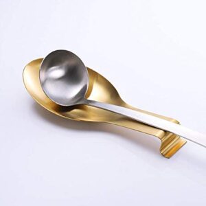 Modern Stainless Steel Spoon Rest, Spoon Rest for kitchen counter,Christmas spoon rest Spatula Ladle Holder, Brushed Finish, Countertop Heavy Duty,Dishwasher Safe 3.8 x 9.4 Inch (Gold color 1PC)
