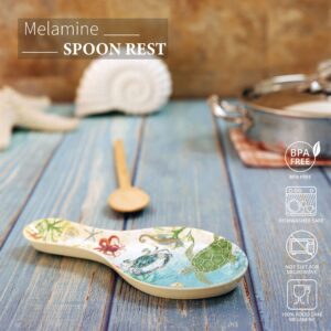 Supreme Housewares Melamine Spoon Rest Spoon Holder Kitchen Utensil Holders 9.625 Inch for Kitchen Counter Dining Table (Sealife Crab)