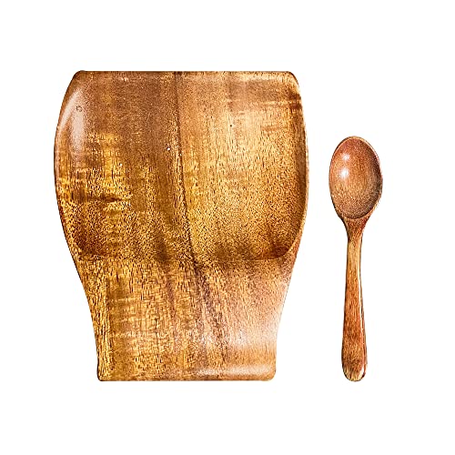 Acacia Wood Coffee Spoon Holder for Kitchen with Included , Rest Stove Top Counter Utensil Holder, 12.5 cm x 11 cm, (CSH001)