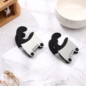 DOITOOL 2pcs Pot Clip Holder Utensil Pot Clip Spoon Rest Stainless Steel Kitchen Gadget for Restaurant Home Utensil Rest (Black)