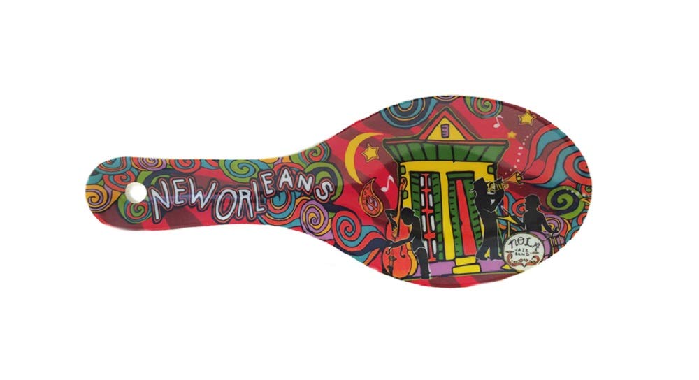 New Orleans Jazz Music Multicolor Swirl Ceramic Souvenir Spoon Rest (Horizontal Design)