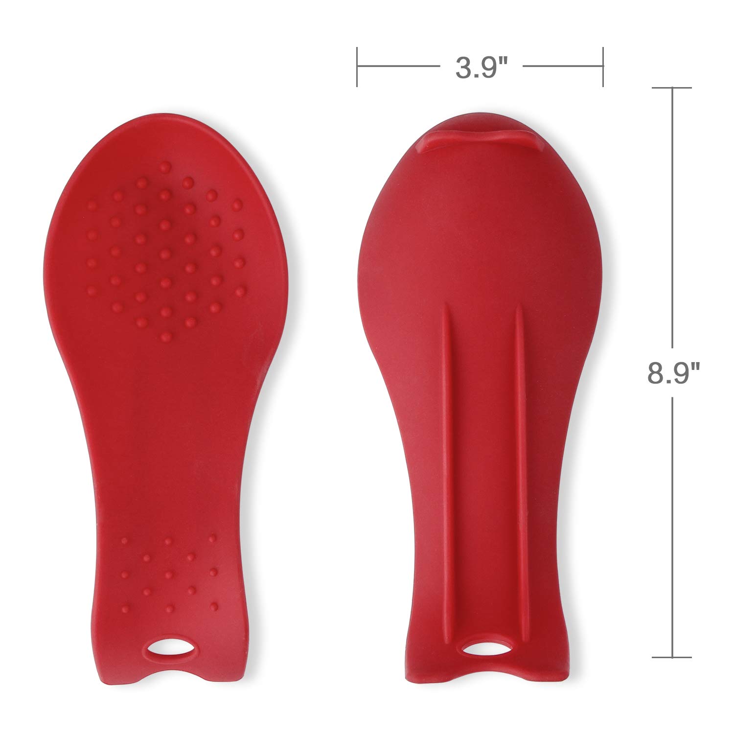 MSY BIGSUNNY Silicone Spoon Rests, Cooking Utensils Holder for Kitchen (2, Red-Red)