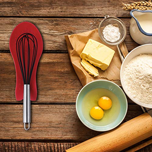 MSY BIGSUNNY Silicone Spoon Rests, Cooking Utensils Holder for Kitchen (2, Red-Red)