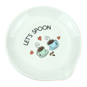 spoon rest small teaspoon holder ceramic coffee spoon holder coffee bar decor for home office coffee station (let's spoon)