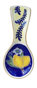 blue sky ceramic lemon spoon rest, multicolor