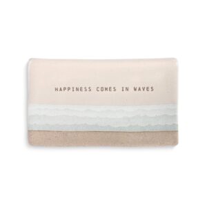 demdaco happiness comes in waves sea blue 6 x 3.5 stoneware everyday kitchen rectangle spoon rest