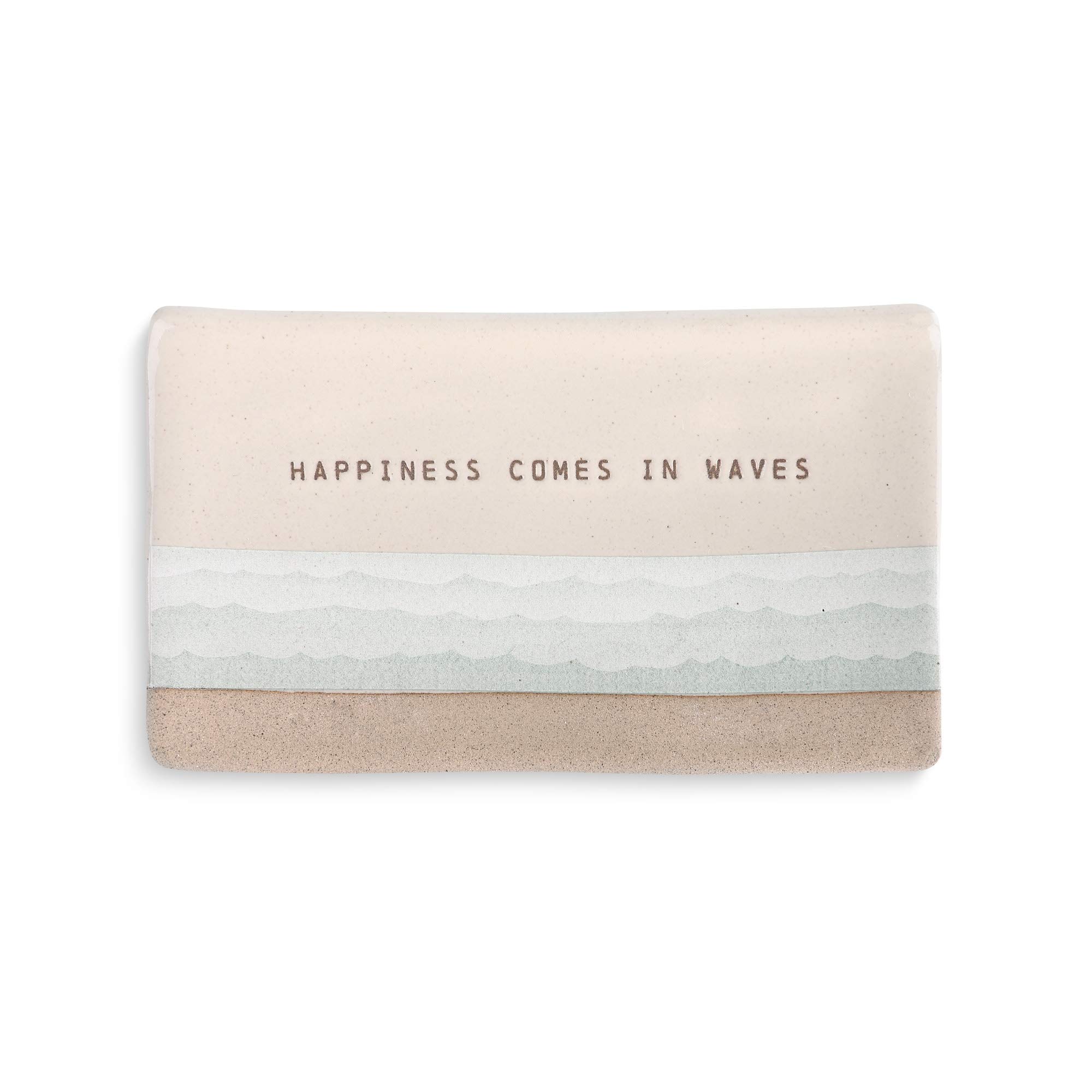 Demdaco Happiness Comes In Waves Sea Blue 6 x 3.5 Stoneware Everyday Kitchen Rectangle Spoon Rest