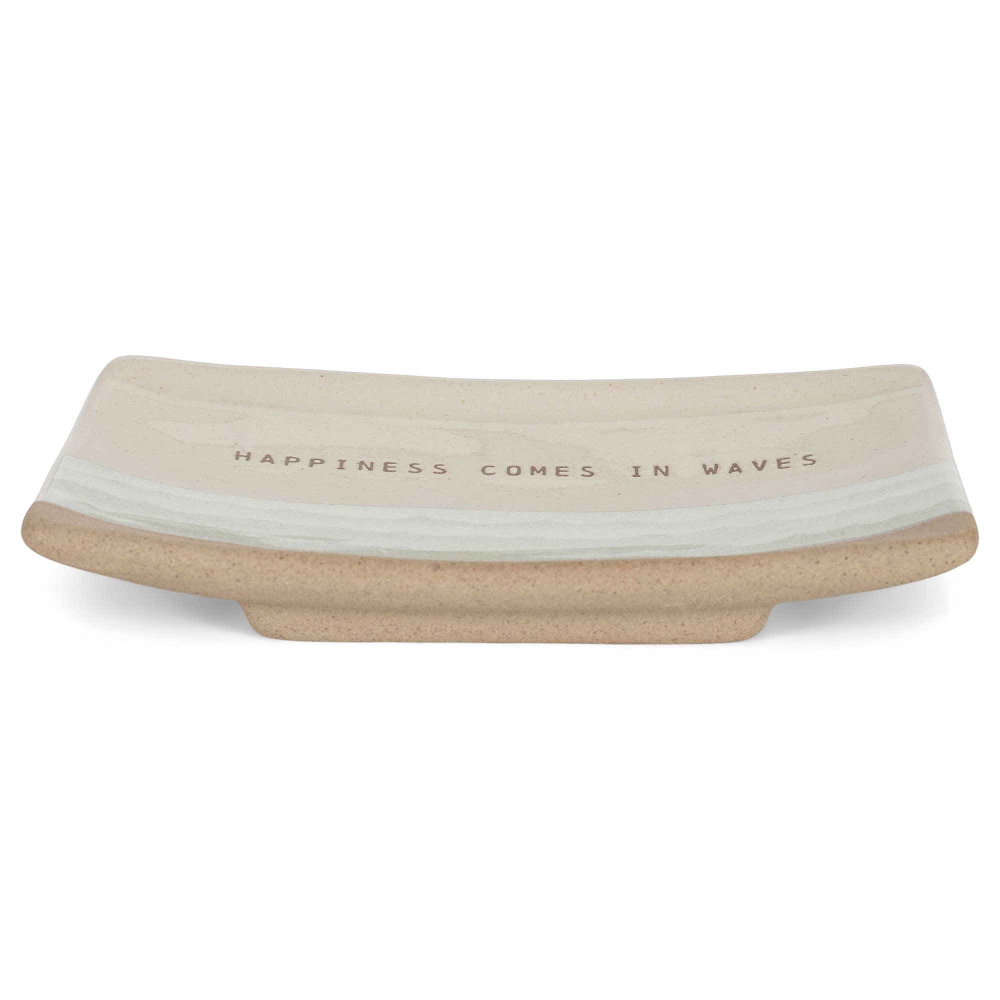 Demdaco Happiness Comes In Waves Sea Blue 6 x 3.5 Stoneware Everyday Kitchen Rectangle Spoon Rest