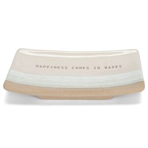 Demdaco Happiness Comes In Waves Sea Blue 6 x 3.5 Stoneware Everyday Kitchen Rectangle Spoon Rest
