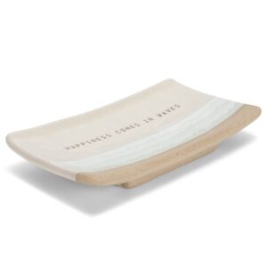 Demdaco Happiness Comes In Waves Sea Blue 6 x 3.5 Stoneware Everyday Kitchen Rectangle Spoon Rest