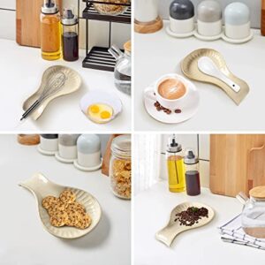 Spoon Rest,MEKY Spoon Rest for Stove Top, Farmhouse Spoon Rest for Kitchen, Safe Dishwasher, Anti-scratch Coffee Spoon Rest, Heat-Resistant Cooking Utensil Rest-Wheat Color