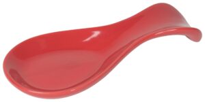 now designs curved stoneware spoon rest red, 3.5x7.75 in