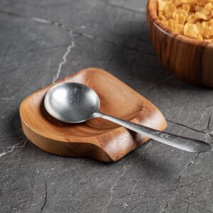 large acacia wood spoon rest (5"): farmhouse holder to rest utensils, ladles, tea spoons & spatulas on stoves, work tops & table tops - handcrafted & sustainably grown