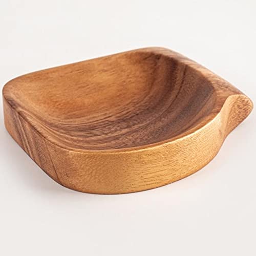 Large Acacia Wood Spoon Rest (5"): Farmhouse Holder to Rest Utensils, Ladles, Tea Spoons & Spatulas On Stoves, Work Tops & Table Tops - Handcrafted & Sustainably Grown