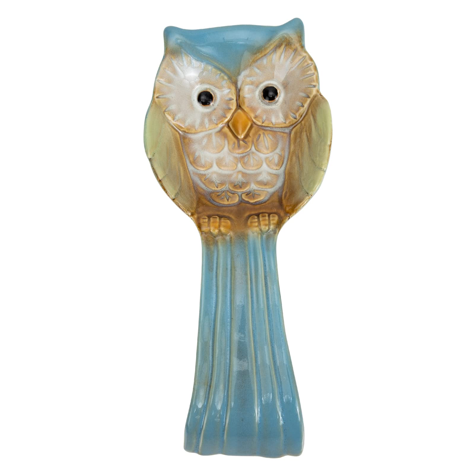 Yardwe Owl Spoon Rest Ceramic Ladle Holder Utensil Rester for Stove Top Kitchen Counter Cooking Utensil and Ladle Rest Holder Dining Table Decoration Blue