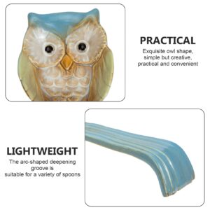 Yardwe Owl Spoon Rest Ceramic Ladle Holder Utensil Rester for Stove Top Kitchen Counter Cooking Utensil and Ladle Rest Holder Dining Table Decoration Blue