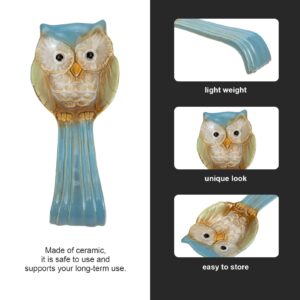 Yardwe Owl Spoon Rest Ceramic Ladle Holder Utensil Rester for Stove Top Kitchen Counter Cooking Utensil and Ladle Rest Holder Dining Table Decoration Blue