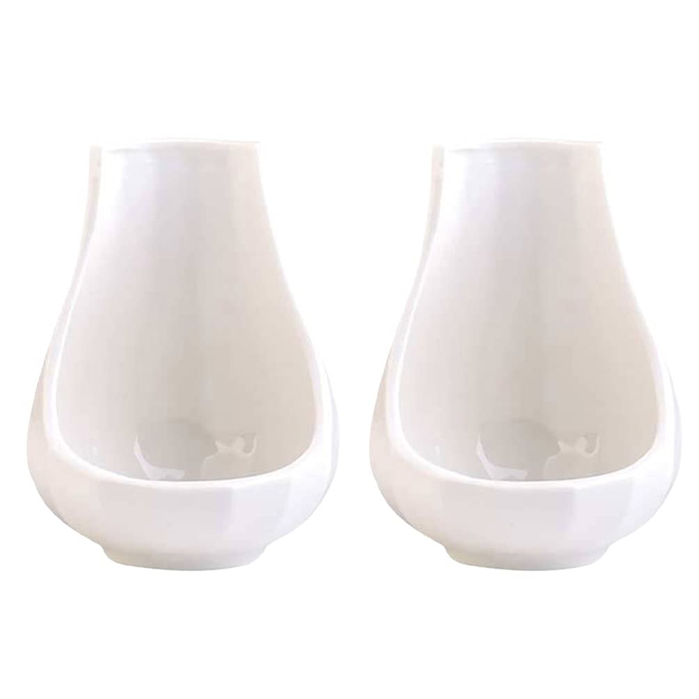 Hemoton Decor 2pcs Ceramic Spoon Rest Bottle Long Handle White Ceramics Stainless Steel Spoon