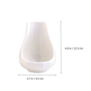 Hemoton Decor 2pcs Ceramic Spoon Rest Bottle Long Handle White Ceramics Stainless Steel Spoon