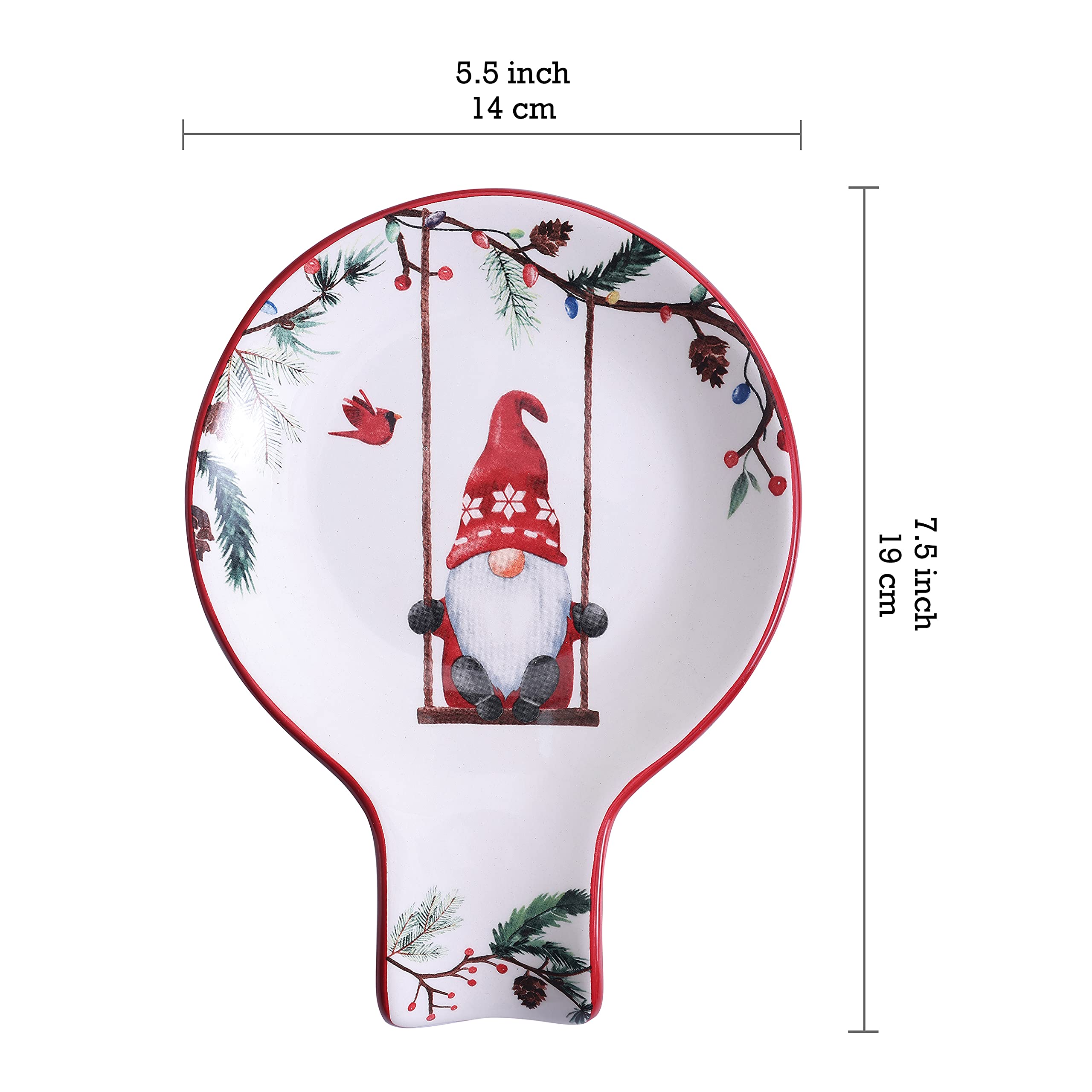 Bico Christmas Gnomes Ceramic Spoon Rest, House Warming Gift, Dishwasher Safe