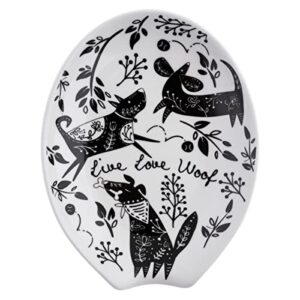 karma gifts b&w spoon rest, dog