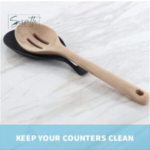 Silicone Spoon Rest for Kitchen Spoon Holder - Black