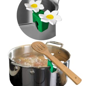 Flower Pot Spoon Holder and Lid Lifter, Silicone Kitchen Utensil Holder Gadget, Flexible Cooking Pot Clip, Stove Top Utensils and Lid Rest, Heat Resistant Kitchen Helper, Soup Lid Stand Tool