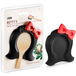 betty's fun wig-shaped silicone spoon rest/utensil rest from a series of cool kitchen gadgets | 50s-style spoon rest for kitchen counter | original kitchen accessories by monkey business