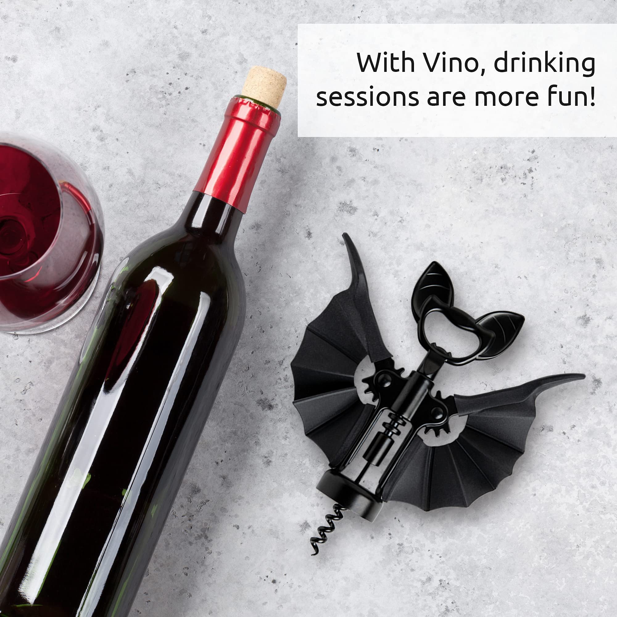 Vino Spooky Bat 2-in-1 Wine & Beer Opener and Agatha Kitchen Spoon Rest by OTOTO - Bundle of 2 Fun Kitchen Gadgets