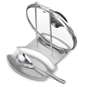 cook n home stainless steel lid and spoon rest, 7.2" x6" x 7.8"