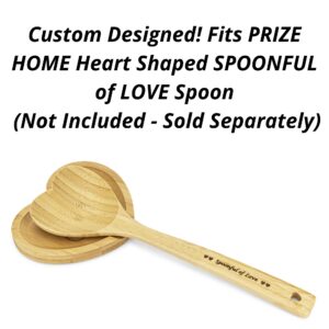 Heart Shaped Spoon Rest Large Engraved Bamboo Wood for Kitchen Utensils Wooden Vintage Country Tray Protects Countertop Fits Spoonful of Love Spoon