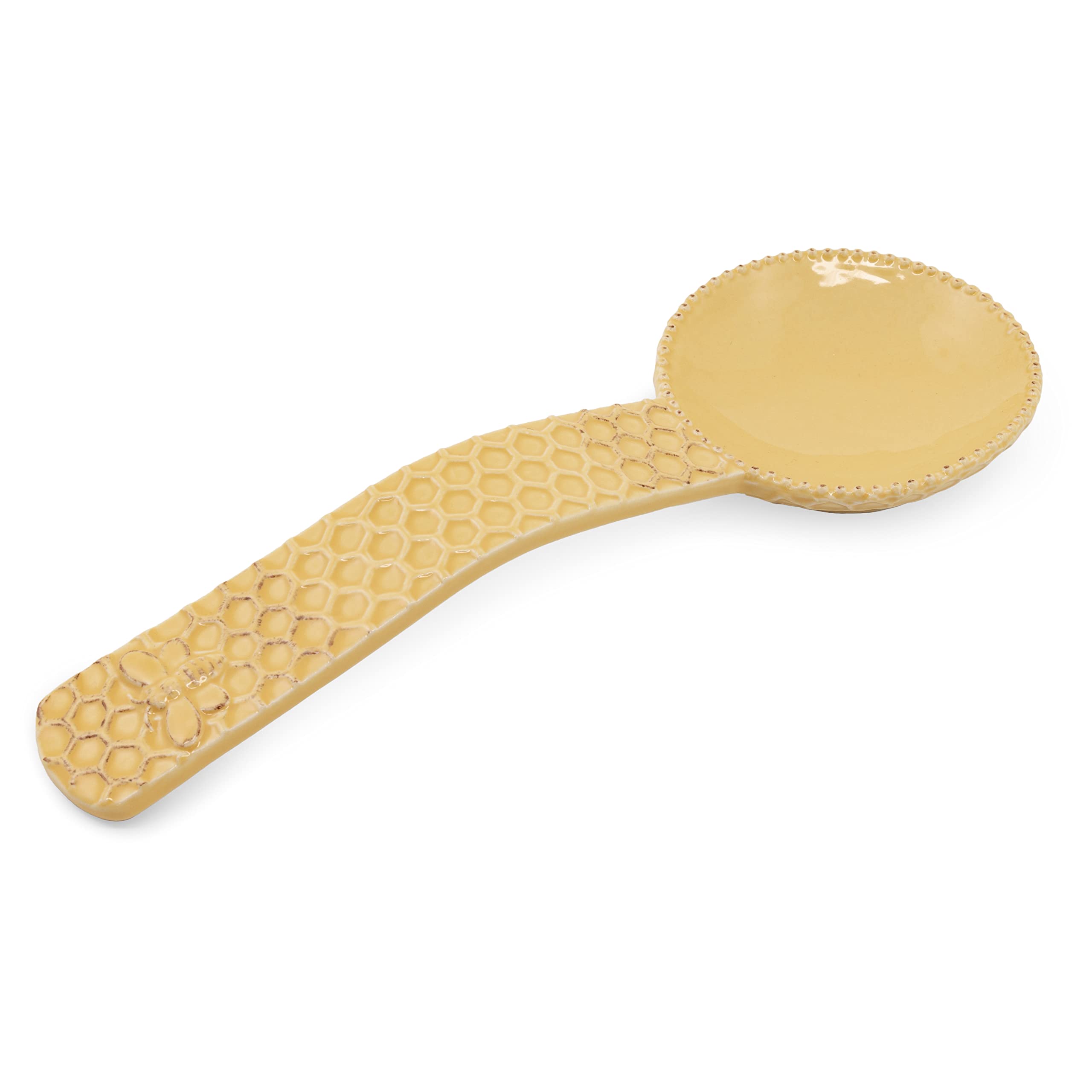 Boston International Stoneware Spoon Rest, 10.5 x 3.5-Inches, Honeycomb