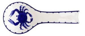 blue sky ceramic blue crab spoon rest, multicolor