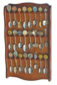 spoon rack holder to hold 24 souvenir spoons teaspoon collection walnut finish display case no door