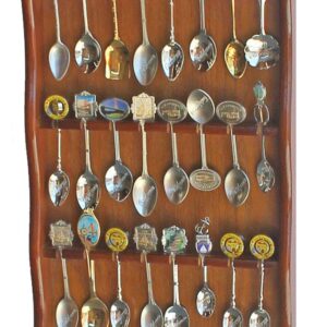 Spoon Rack Holder to hold 24 Souvenir Spoons Teaspoon Collection Walnut Finish Display Case No Door