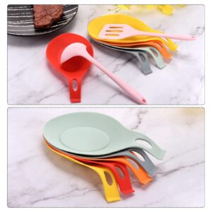 uxcell Silicone Spoon Rest, 7.68" x 3.74" Heat Resistant Kitchen Utensil Holder Spatula Ladle Rest for Counter Stove Top, Red/Blue/Orange/Green 1Set