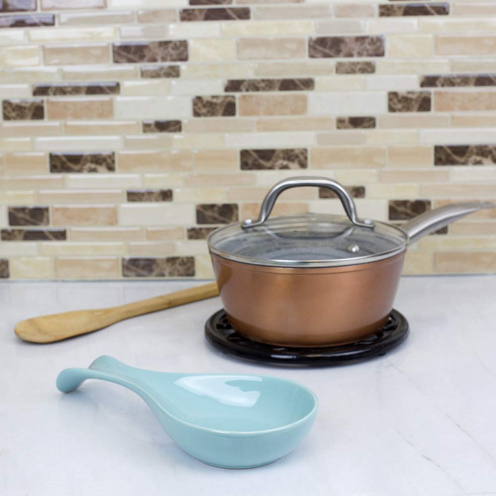 Home Basics Ceramic Spoon Rest (Turquoise)