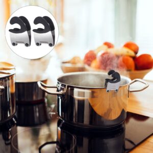 Cabilock Black Spoon Rest 2pcs Stainless Steel Pot Spoon Holder Pot Clip Spoon Rest Anti- Scald Spatula Holder Pot Clip Kitchen Utensils Gadgets Black Pot Spoon Holder