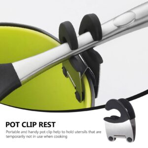 Cabilock Black Spoon Rest 2pcs Stainless Steel Pot Spoon Holder Pot Clip Spoon Rest Anti- Scald Spatula Holder Pot Clip Kitchen Utensils Gadgets Black Pot Spoon Holder