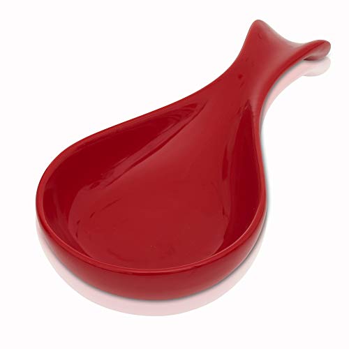 Home Intuition Ceramic Spoon Rest 10.50" x 4.35" x 1.50", Red