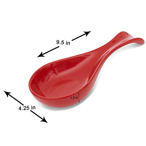 Home Intuition Ceramic Spoon Rest 10.50" x 4.35" x 1.50", Red