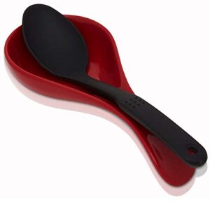 Home Intuition Ceramic Spoon Rest 10.50" x 4.35" x 1.50", Red