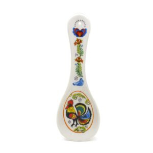 e.h.g - decorative ceramic rooster artwork spoon rest for stove top - kitchen essentials, utensil holder - ceramic spoon rest - dimensions (lxwxh): 1 x 3.5 x 10 inches.