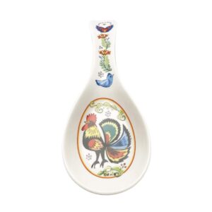 E.H.G - Decorative Ceramic Rooster Artwork Spoon Rest for Stove Top - Kitchen Essentials, Utensil Holder - Ceramic Spoon Rest - Dimensions (LxWxH): 1 X 3.5 X 10 Inches.
